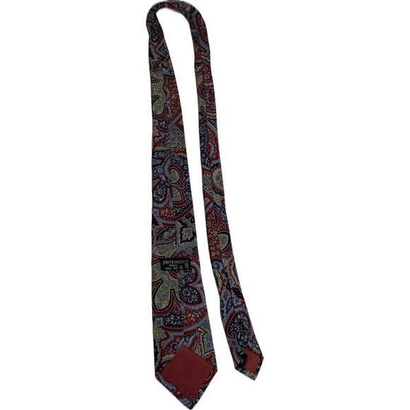 Tie 100% Silk Pierre Cardin Paisley mix Blue Red - Picture 7 of 7
